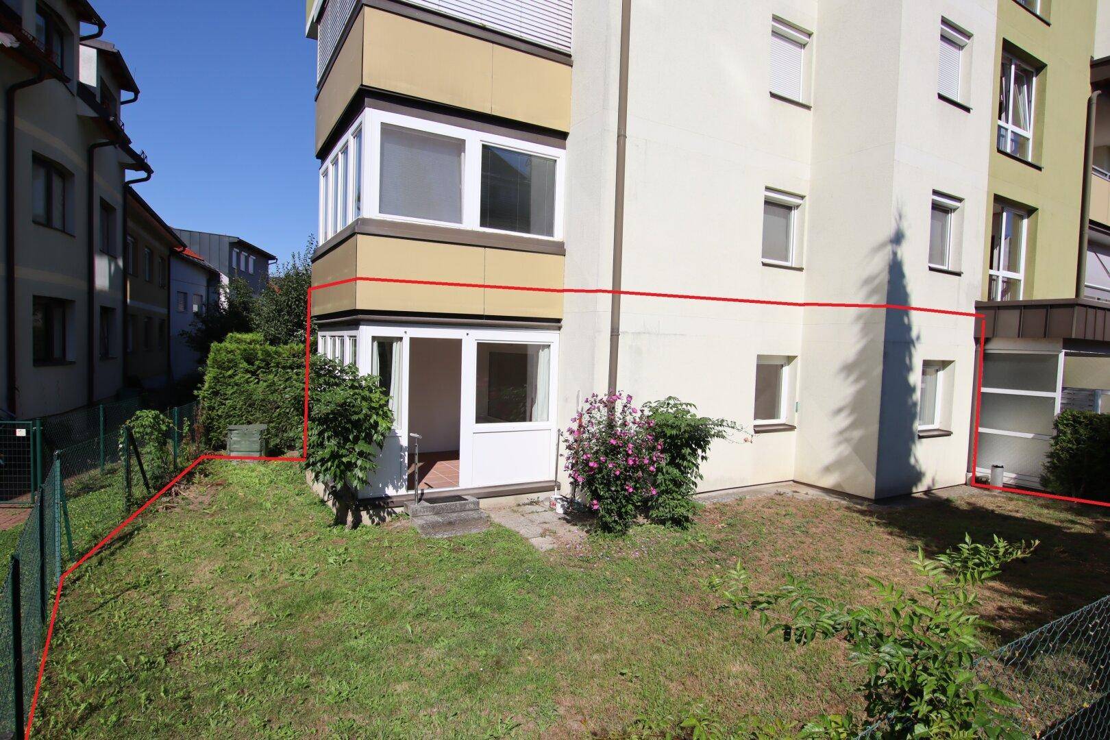 Junge & schöne 71,50m² 2 Zi City-Gartenwohnung mit 123m² Eigengarten & Tiefgarage am St. Veiter Ring