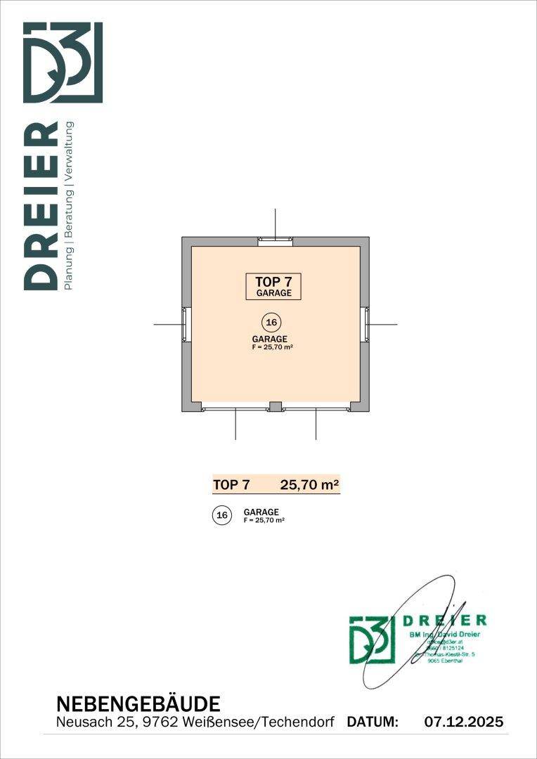 Grundriss des Nebengebäudes, das eine separate Garage darstellt.