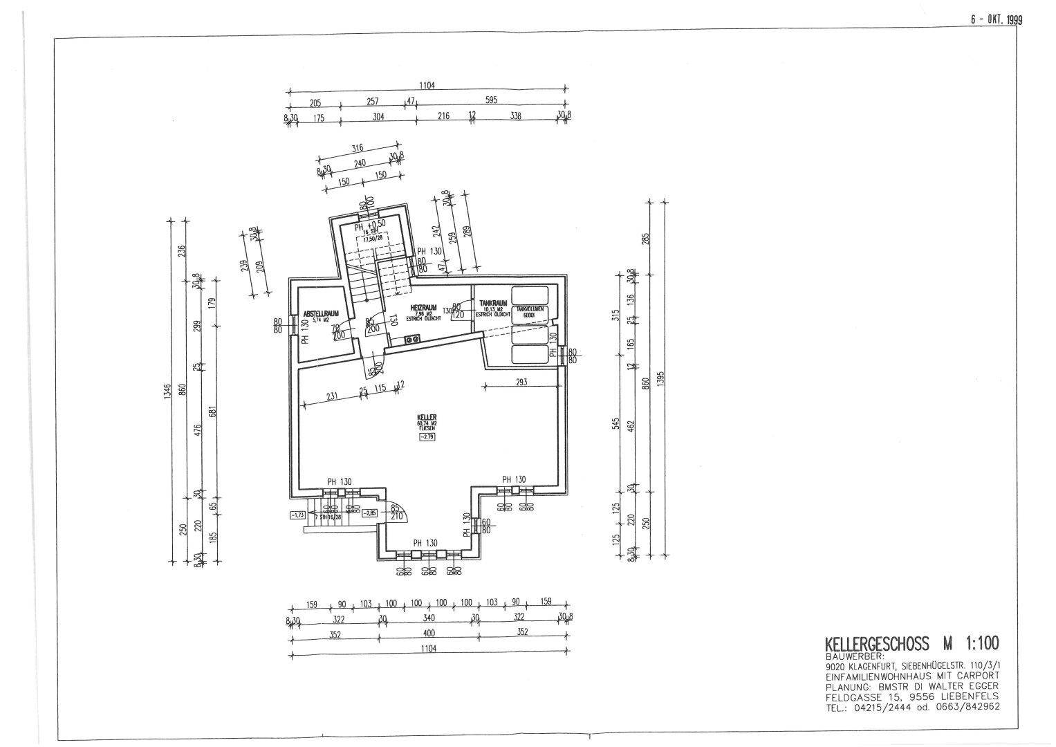 Grundriss des Kellergeschosses mit Abstellräumen und Technikbereich, bietet viel Stauraum.