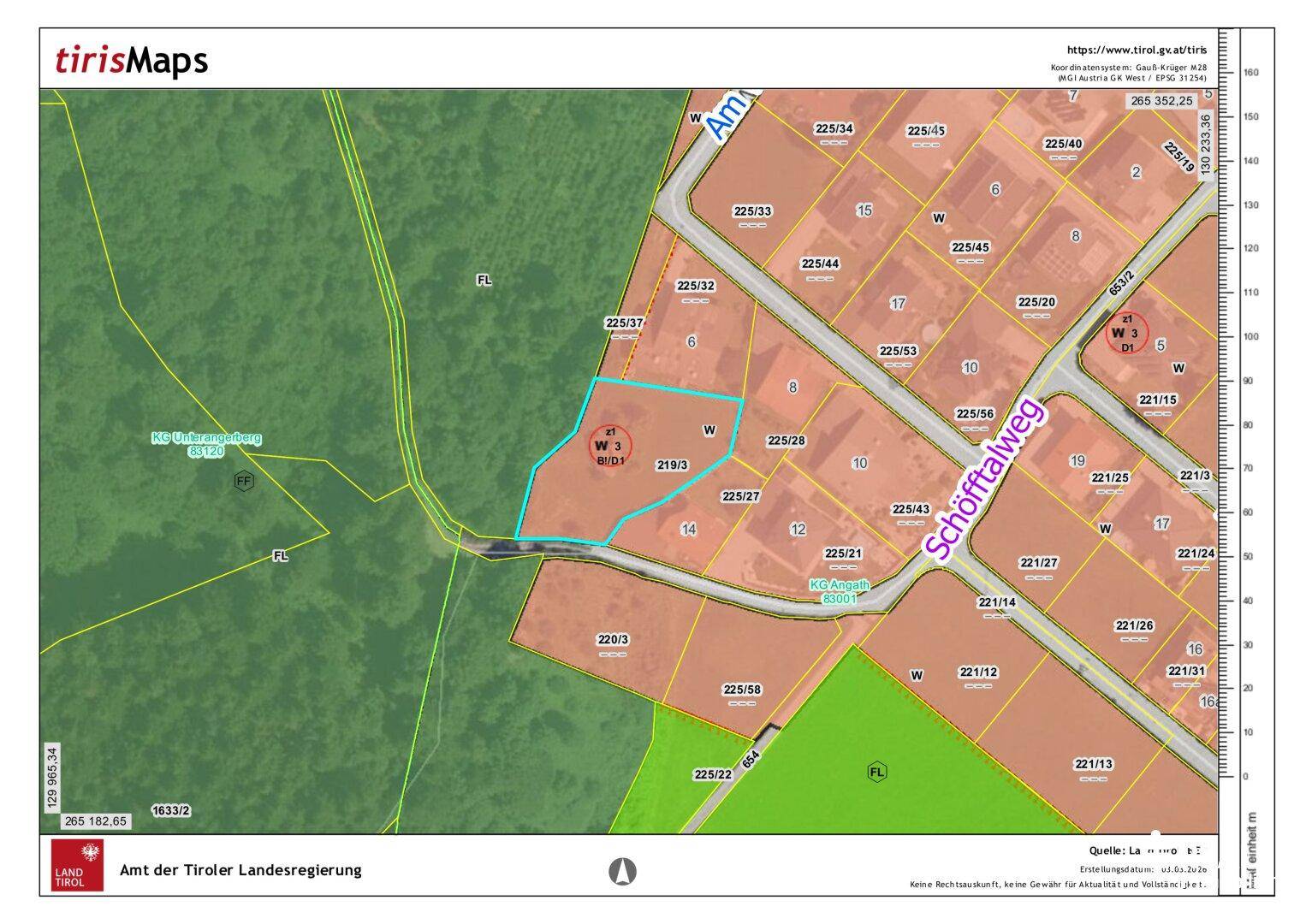 Großzügiges leistbares Baugrundstück 1145 m² in Angath, Tirol (Teilung vom Grundstück ist möglich) - Ansicht 6