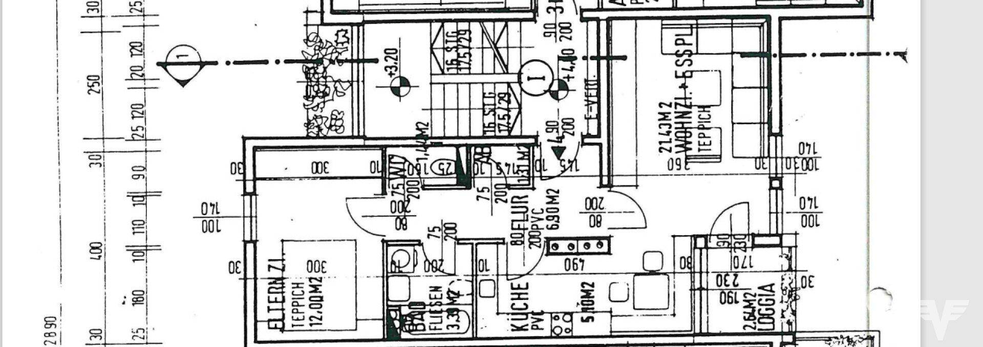 Detaillierter Grundrissplan mit Raumaufteilung und Flächenangaben der Wohnung.