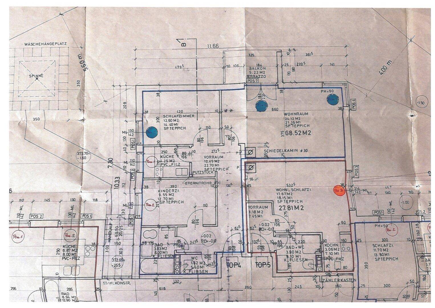 Detaillierter Grundriss der Wohnung mit Raumaufteilung und Flächenangaben.