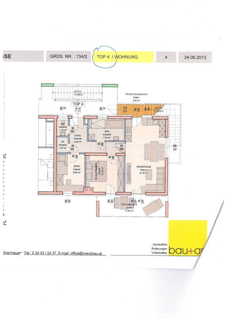 Detaillierter Grundriss der Wohnung mit Raumaufteilung und Flächenangaben.