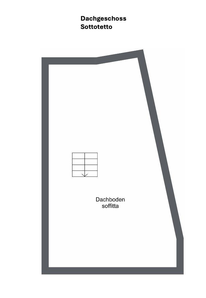 Grundriss des Dachgeschosses mit Dachbodenbereich.