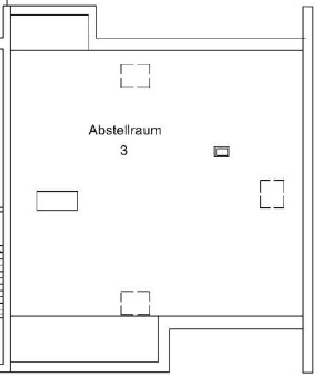 Grundriss des Dachgeschosses mit einem großen Abstellraum und angedeuteten Dachschrägen.