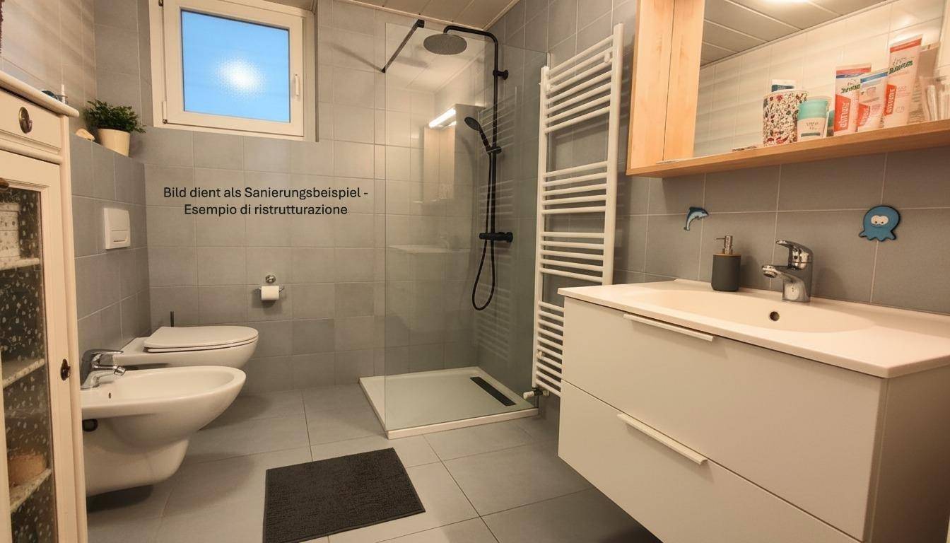 Modernes Badezimmer mit begehbarer Dusche, Bidet, WC und Fenster, ausgestattet mit Handtuchheizkörper.