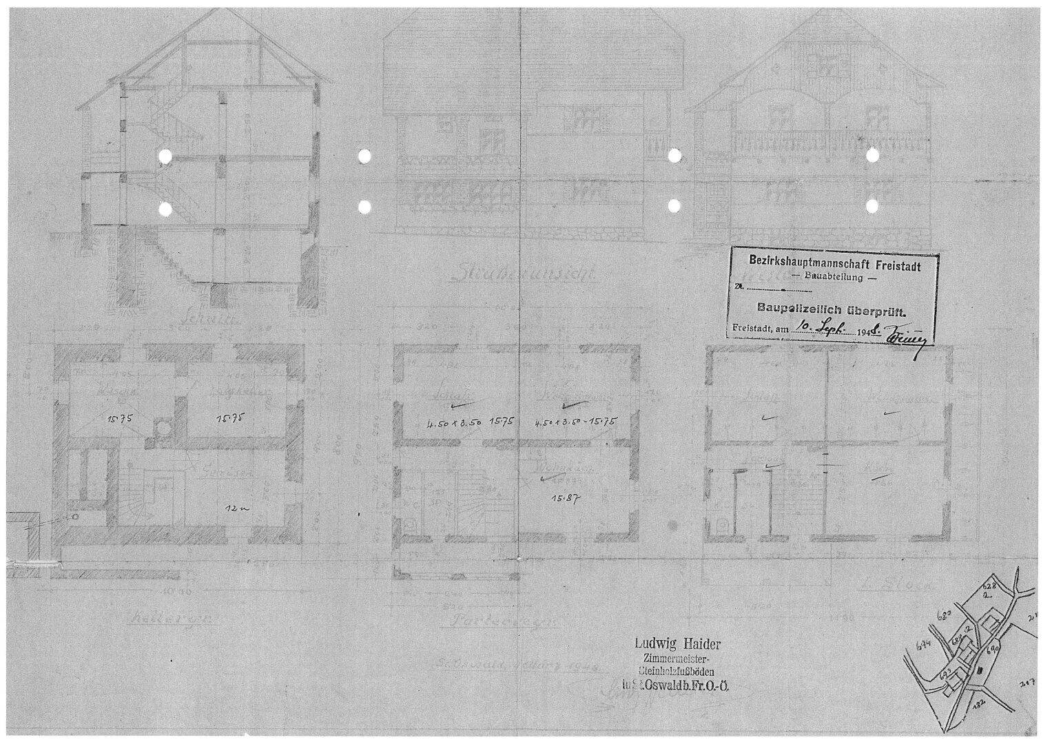 Einreichplan EFH, 4264 Grünbach, Am Bach 20 - schwarz-weiss