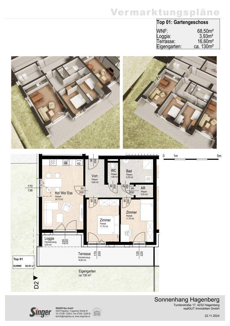 Wohnungsplan Gartenwohnung Top 1