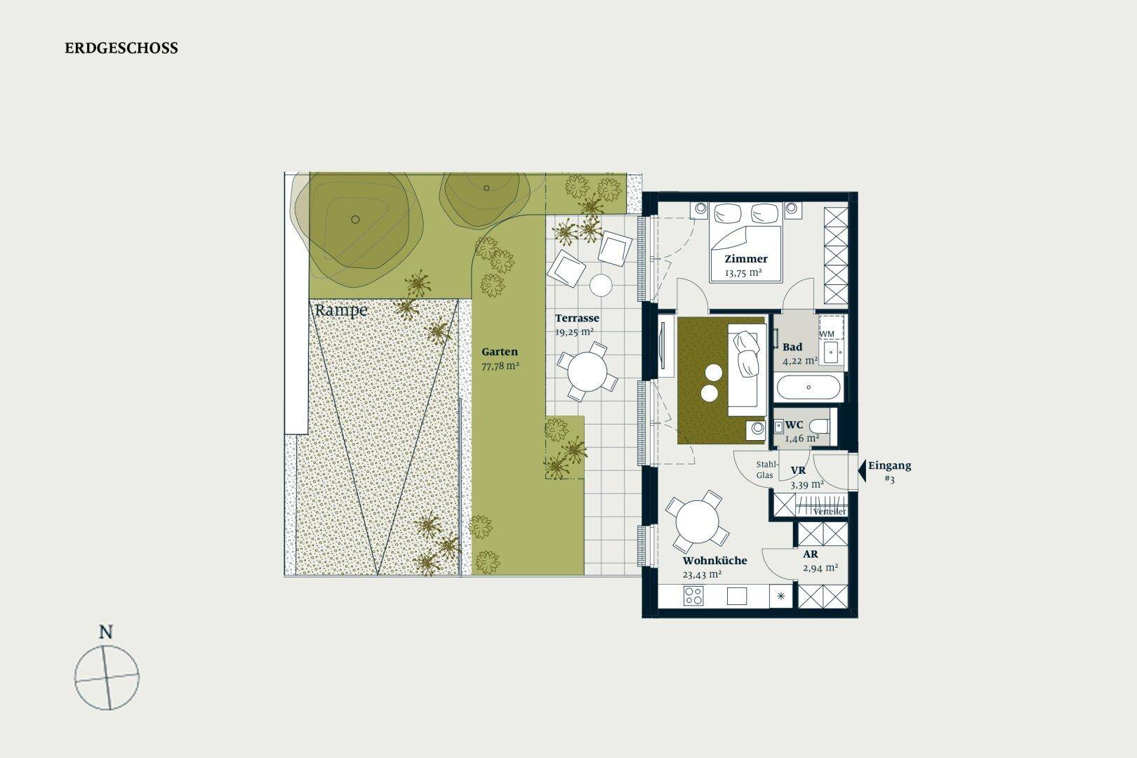 NEUBAU TRIFFT GARTENIDYLLE: IHR PERSÖNLICHER RÜCKZUGSORT MIT BLICK INS GRÜNE - Ansicht 2
