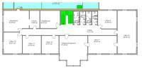 Grundriss einer weiteren Etage mit mehreren Büroeinheiten und Sanitärbereichen.