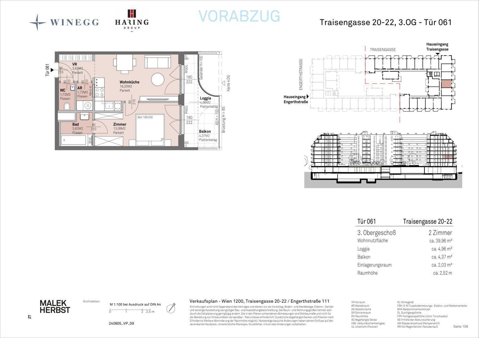 Grundriss einer 2-Zimmer-Wohnung mit offener Wohnküche, Balkon und Loggia.