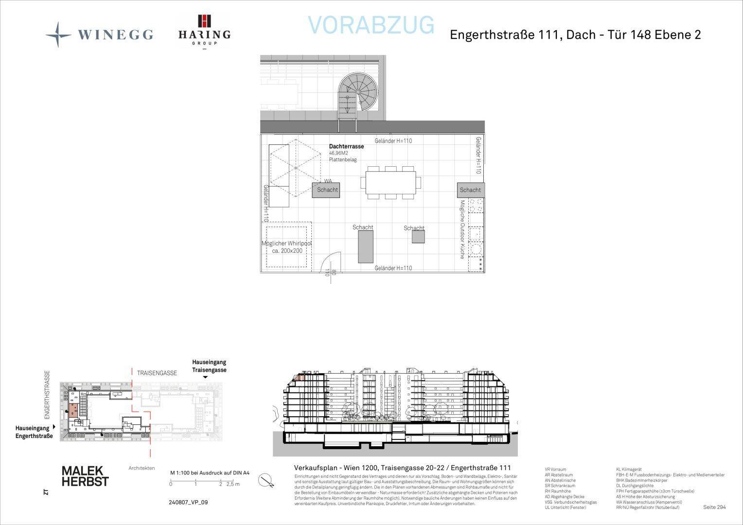 Grundriss der oberen Ebene einer Maisonettewohnung mit großer Dachterrasse und optionalem Wintergarten.
