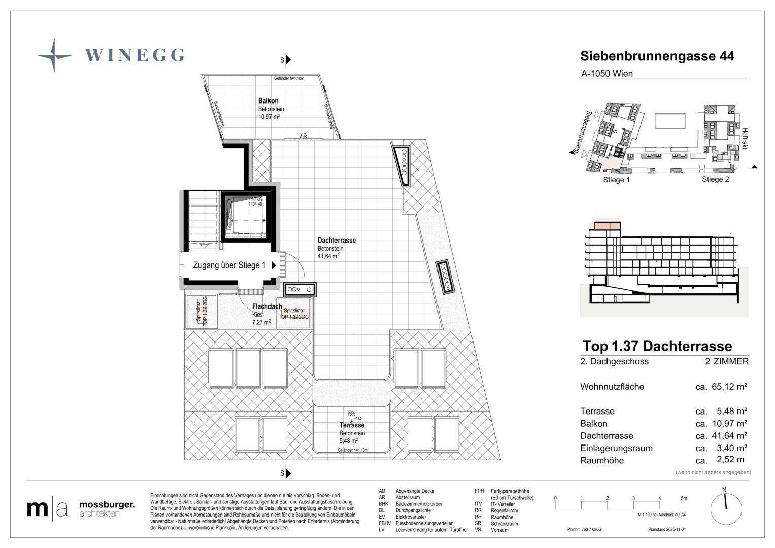 Grundriss der Dachterrasse mit Zugang und großzügiger Außenfläche für Entspannung und Freizeit.
