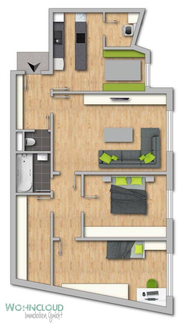 4 ZIMMER - Wohnraum I Wohnküche I 2 Schlafzimmer