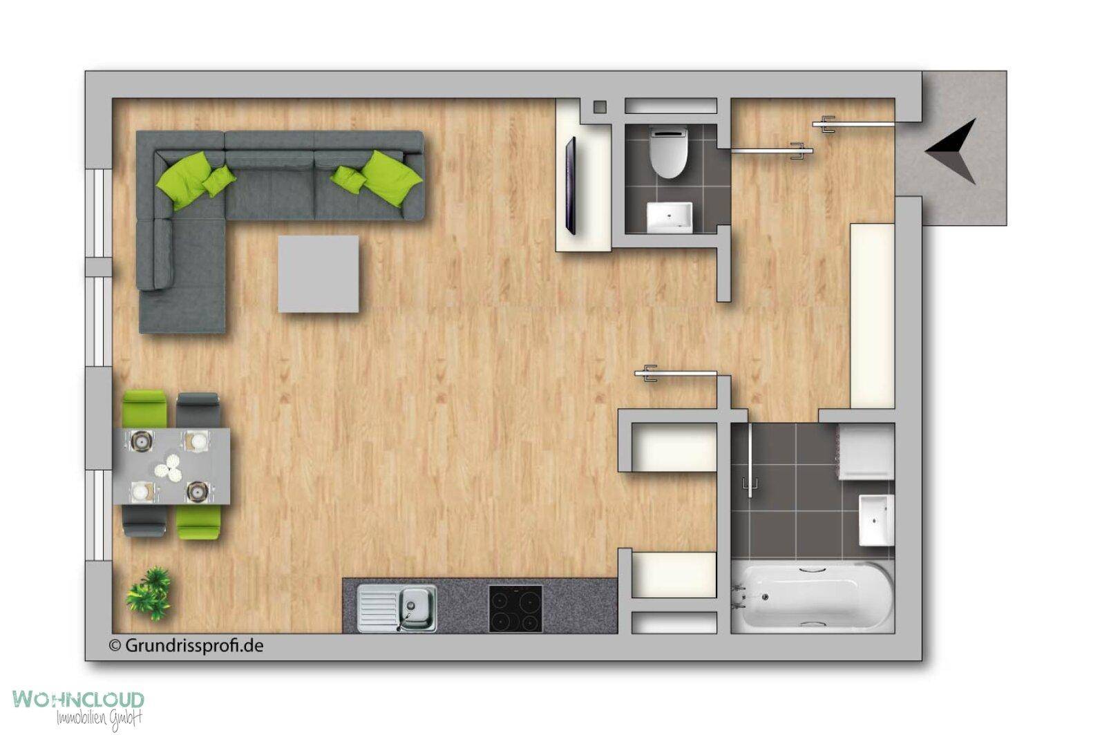 GRUNDRISS MIT AUSZIEHSOFA