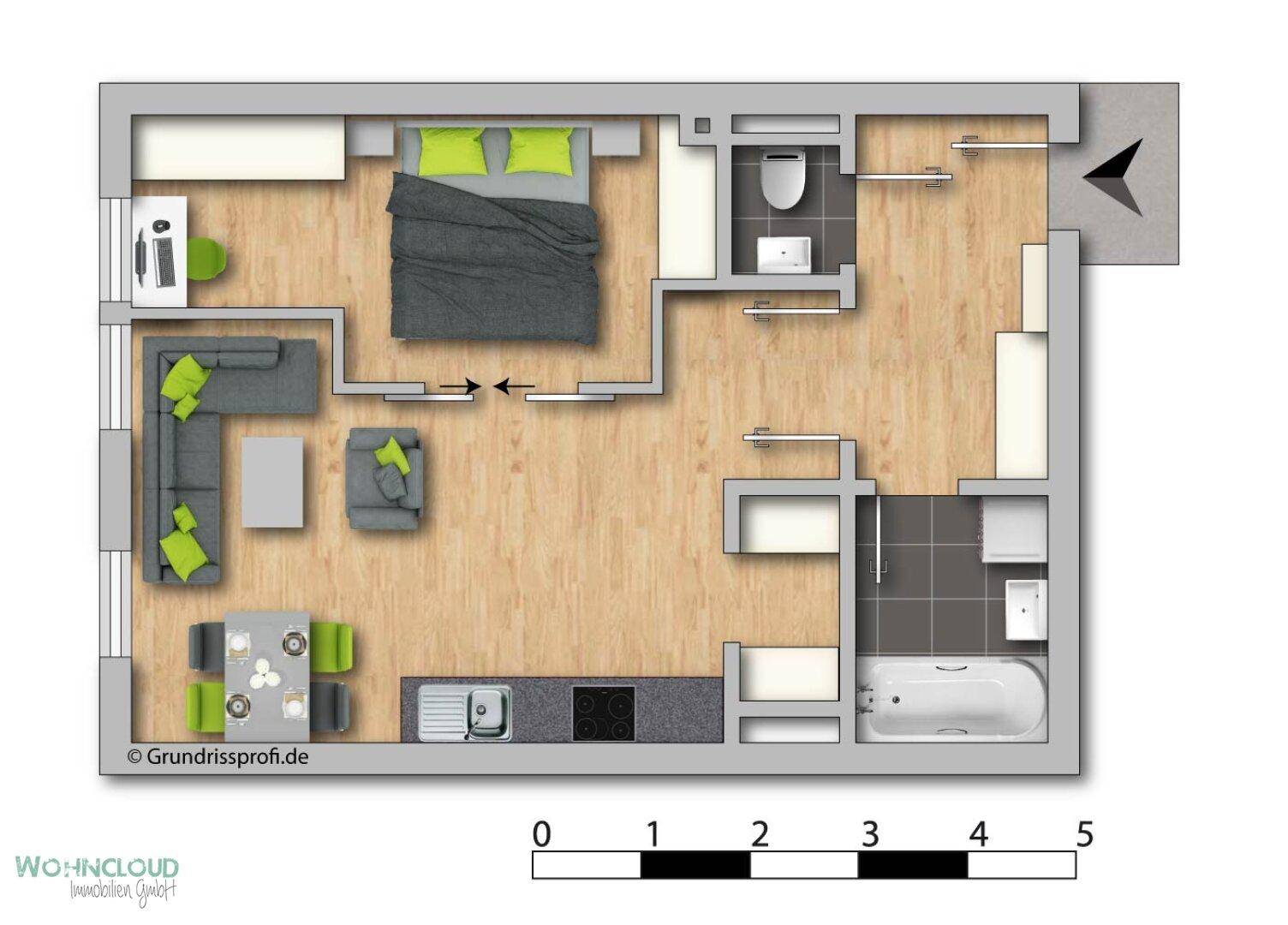 GRUNDRISS MIT SCHLAFBEREICH