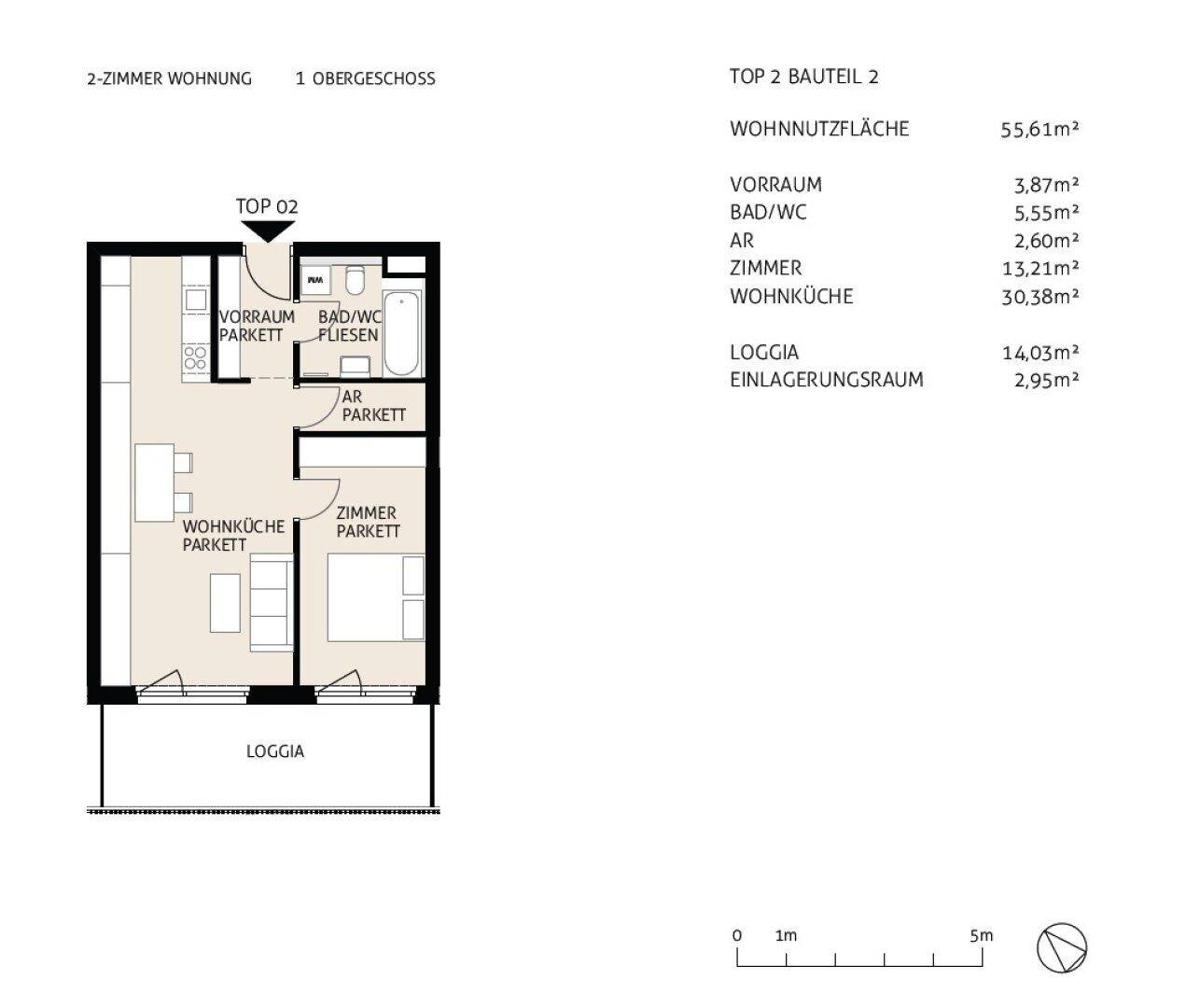 Grundriss, Bauteil -Haus 2, TOP 2, 1. OG, Vösendorf, Ortsstraße, Lehner & Trompeter Bauträger