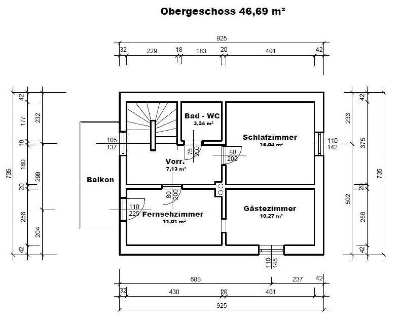 Grundriss des Kellergeschosses mit Heizraum, Tankraum und Kellerabteil.