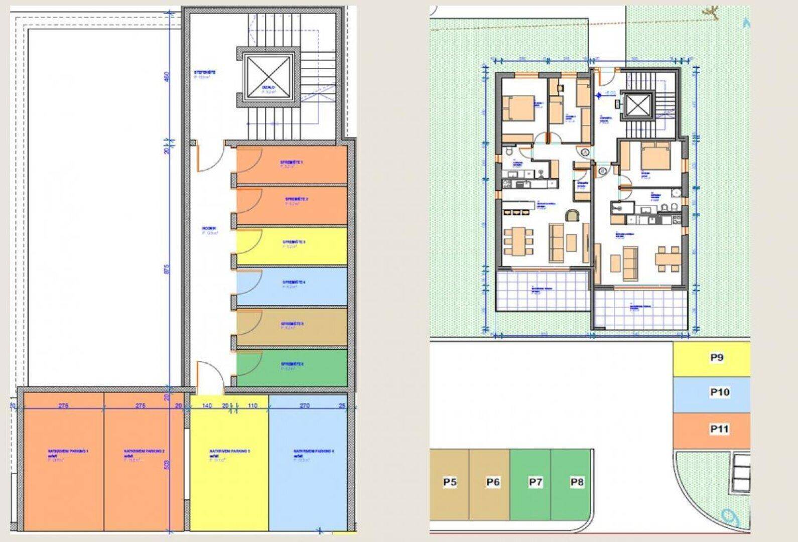 Übersicht der Grundrisse für Kellergeschoss mit Abstellräumen und typische Wohnetage mit Garten.