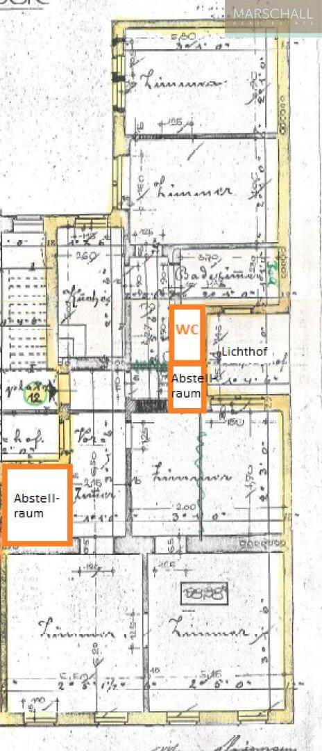 Plan - WC und Abstellraum gekennzeichnet