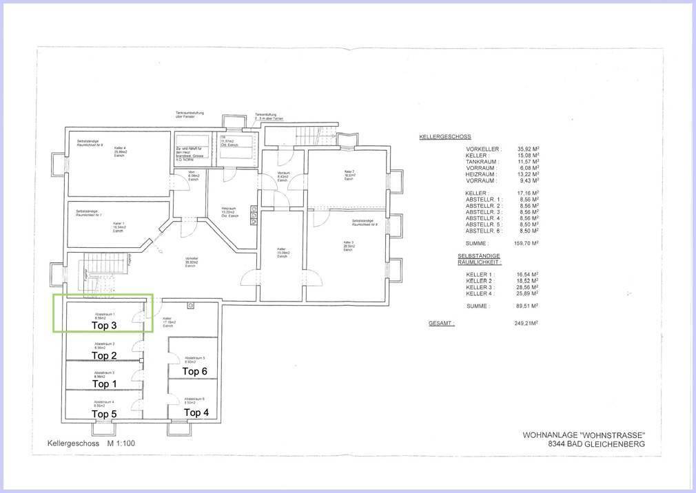 Kellerplan mit Zuordnung