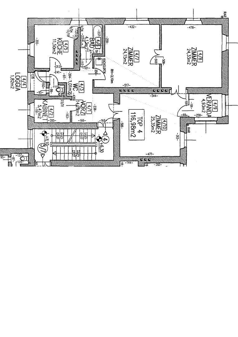 Detaillierter Grundriss der Wohnung mit Raumaufteilung und Flächenangaben.