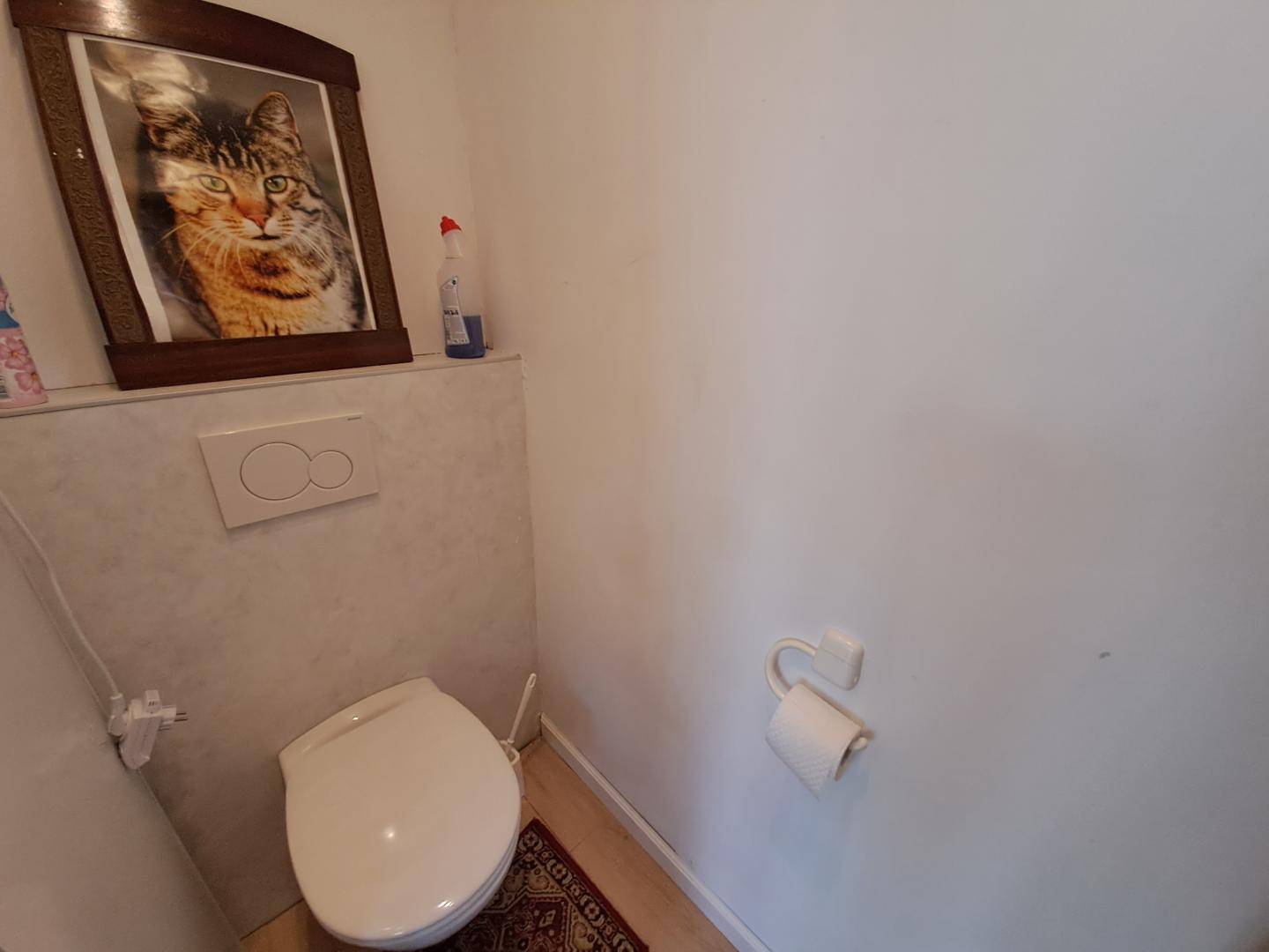 Kleines Gäste-WC mit wandhängender Toilette und schlichtem Design.