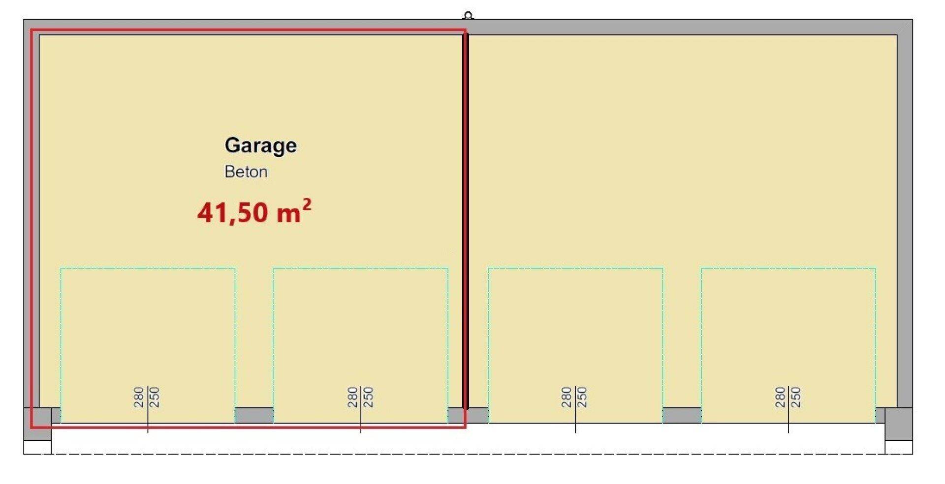 Grundriss einer Garage mit einer Fläche von 41,50 Quadratmetern.