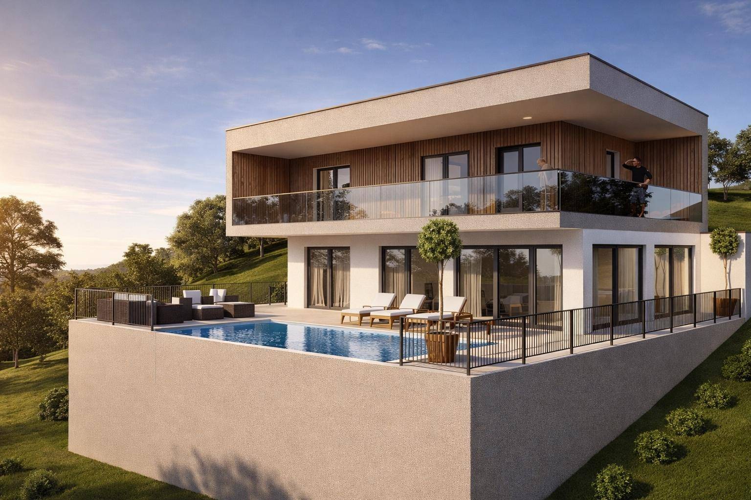 Architektenvilla mit Fernsicht in BESTLAGE am Gedersberg! 156 m² Terrasse, Pool, Tiefgarage, uvm – pohled 3