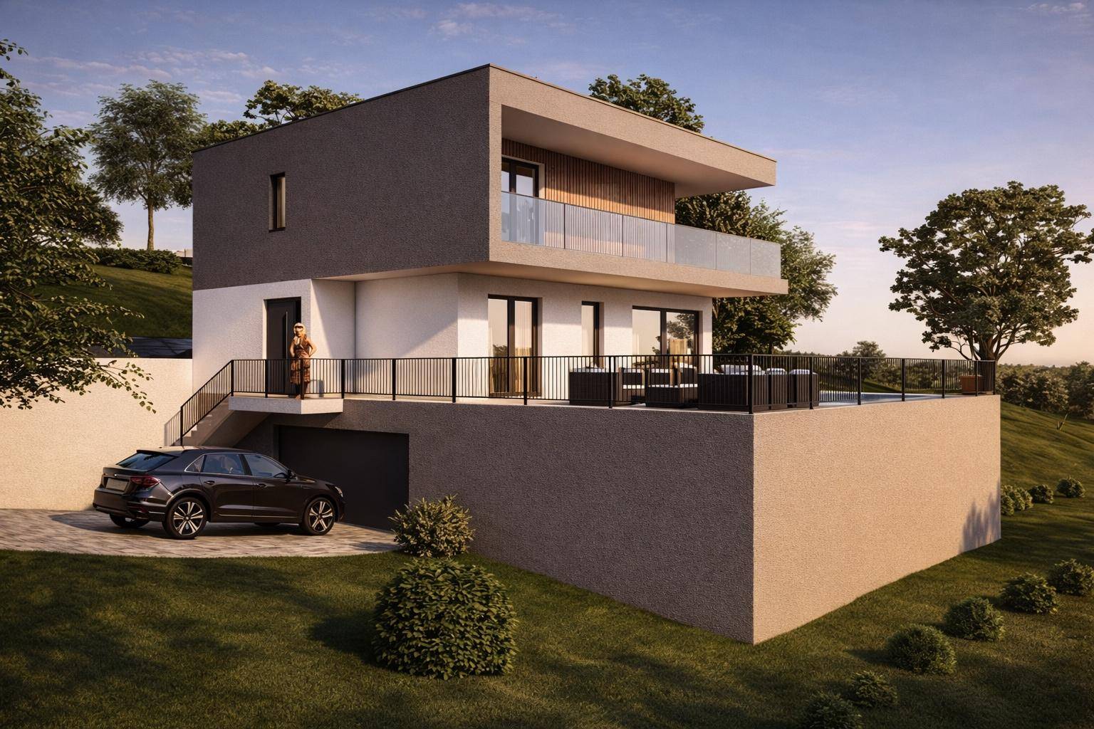 Architektenvilla mit Fernsicht in BESTLAGE am Gedersberg! 156 m² Terrasse, Pool, Tiefgarage, uvm – pohled 4