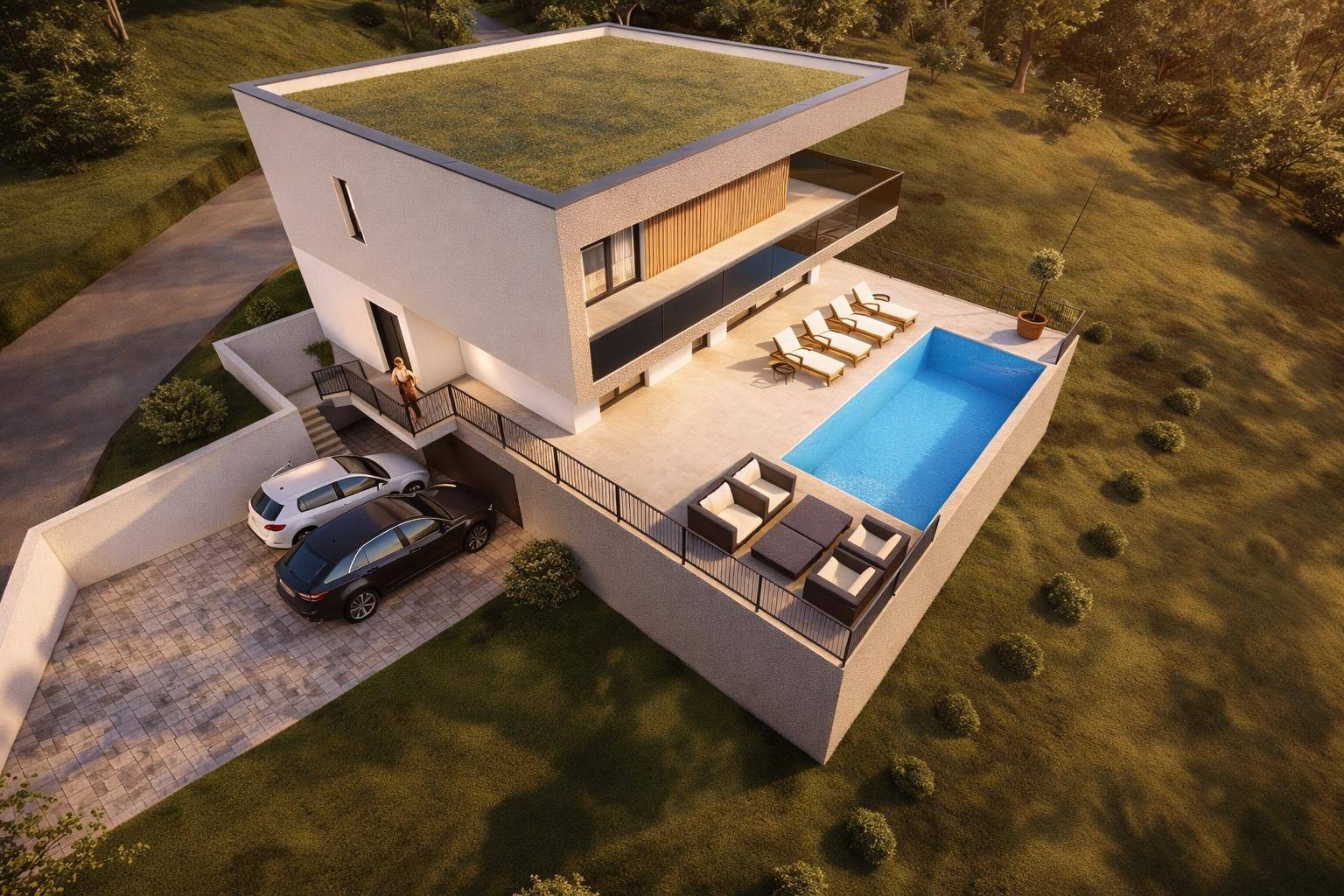 Architektenvilla mit Fernsicht in BESTLAGE am Gedersberg! 156 m² Terrasse, Pool, Tiefgarage, uvm – další