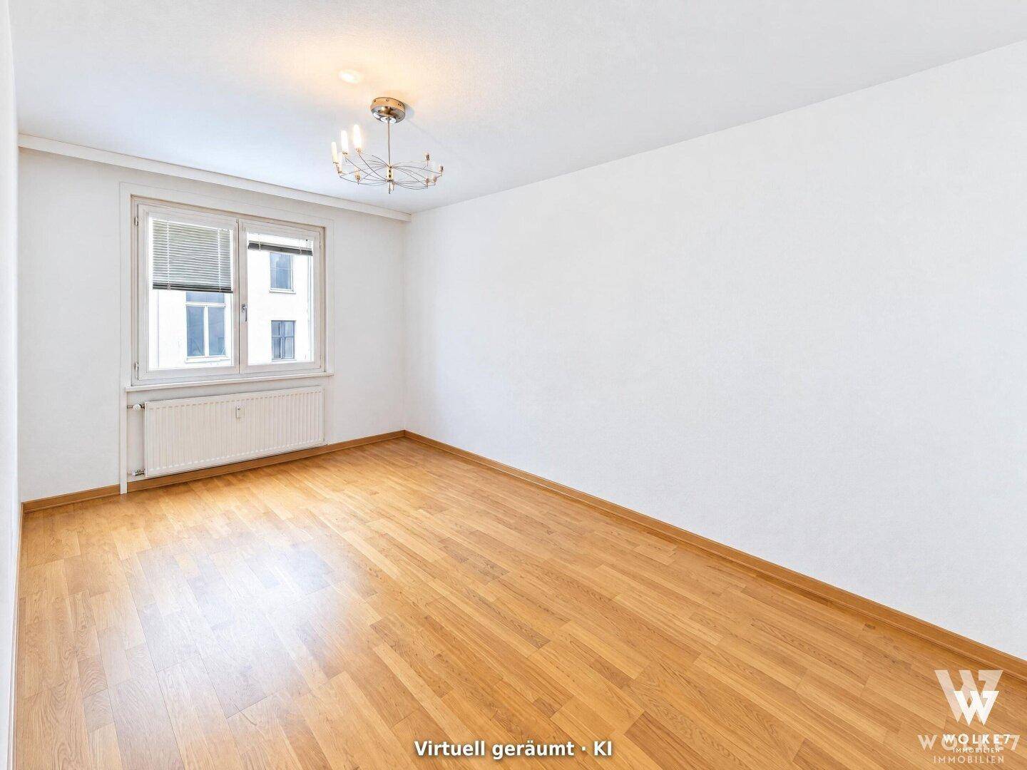 Wohn-/Schlafzimmer · Virtuell bearbeitet