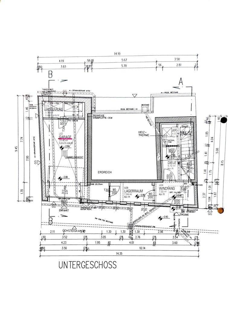 Ebenerdiger Keller mit Garage