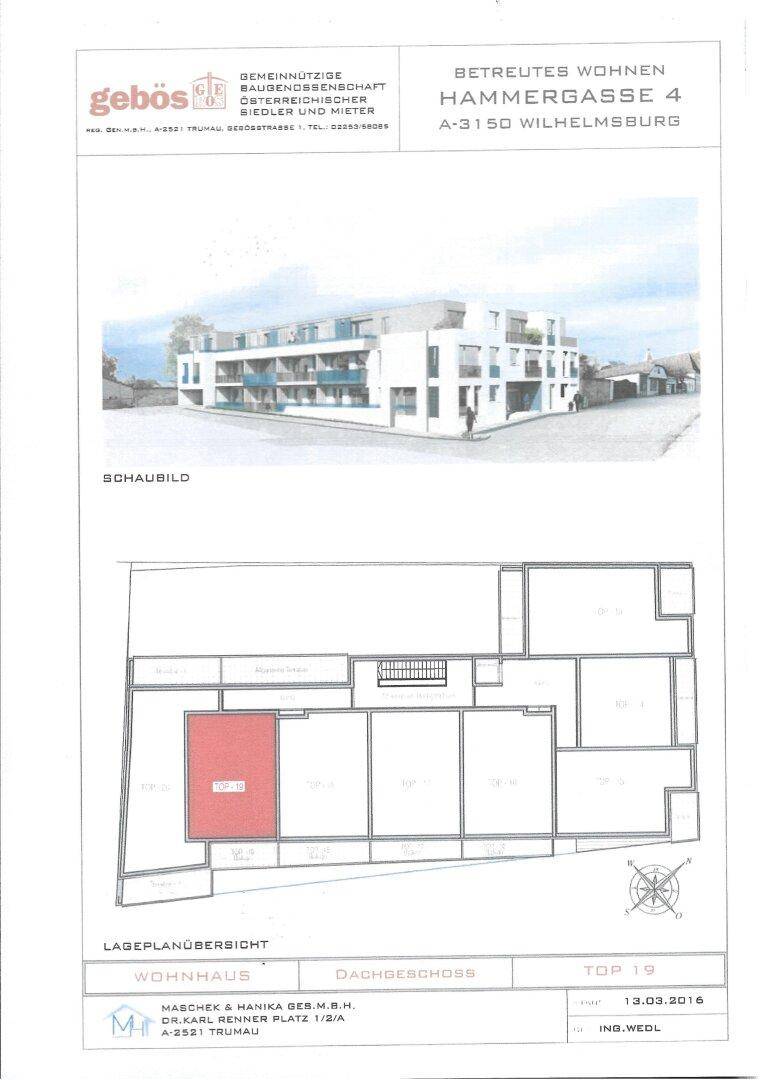 Übersichtsplan des Dachgeschosses mit Lage des Wohnhauses.