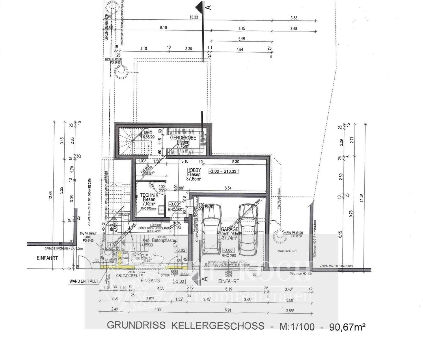 Keller mit Garage