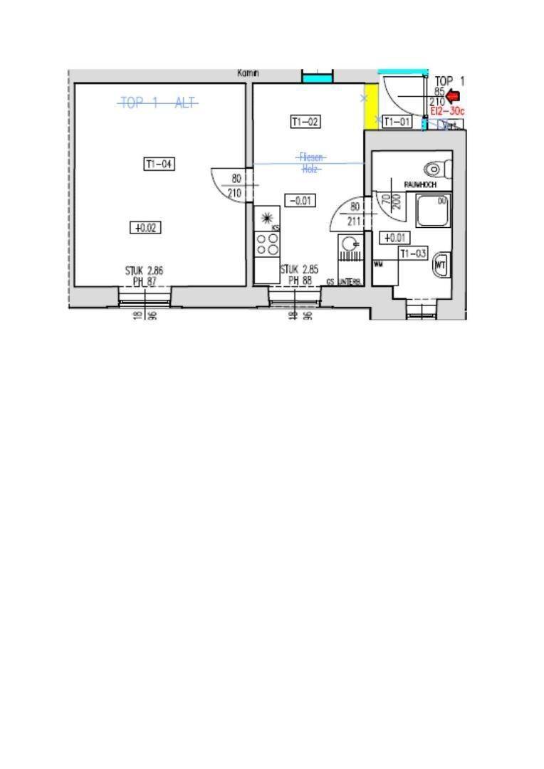 Grundriss einer Wohnung mit mehreren Räumen und klarem Layout.
