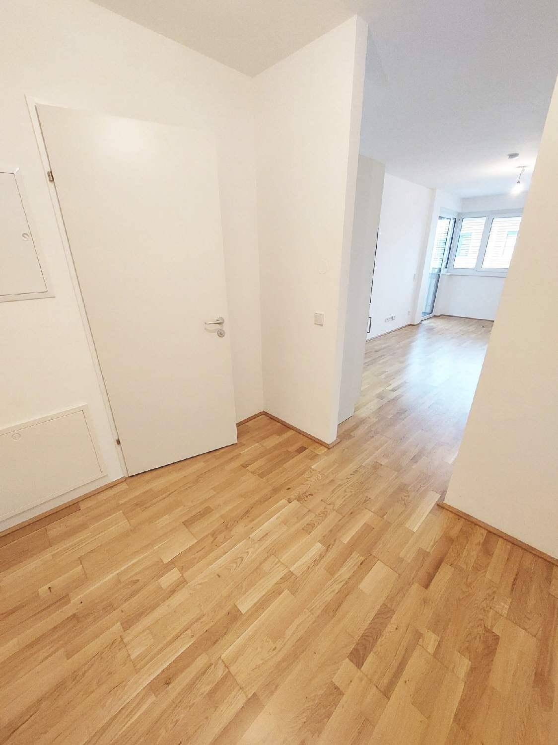 Heller Flur mit Parkettboden, der zu den weiteren Räumen führt.