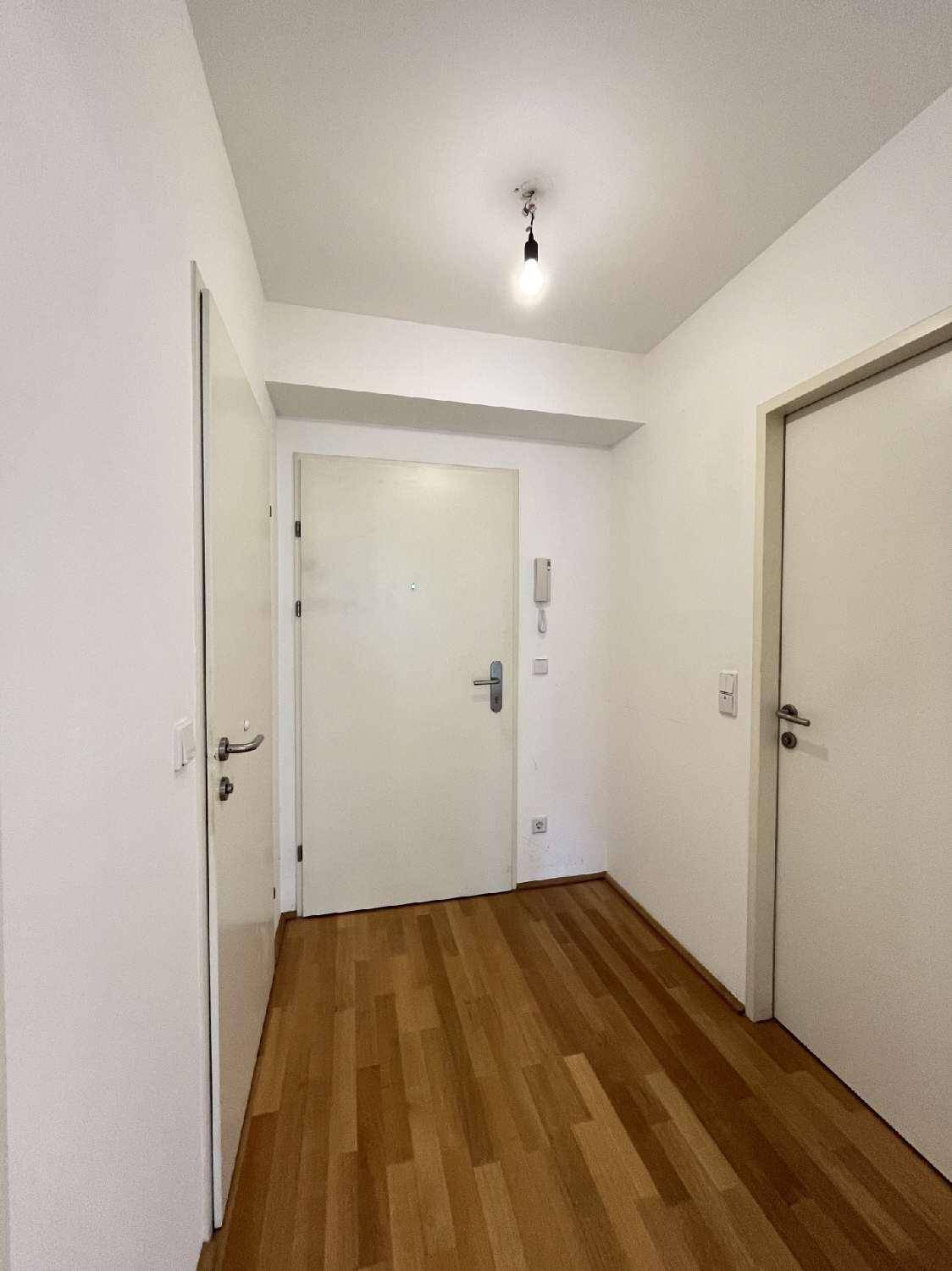 Heller Flur mit Parkettboden und mehreren Türen, der die verschiedenen Räume der Wohnung verbindet.