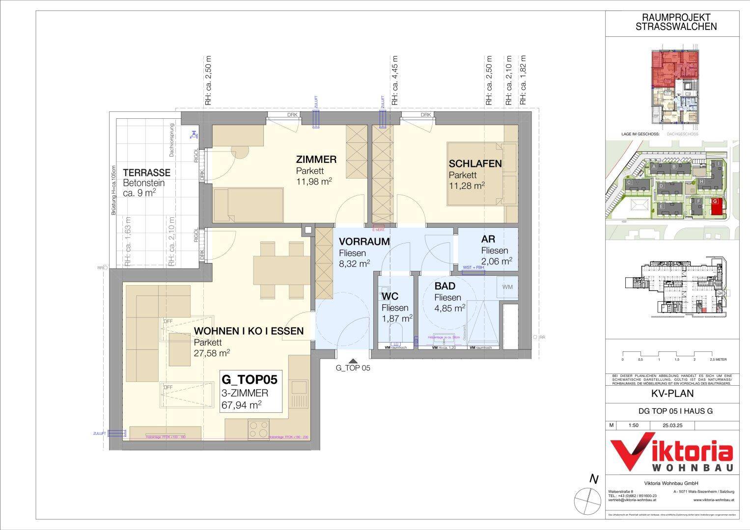 Detaillierter Grundriss einer 3-Zimmer-Wohnung mit Terrasse und offenem Wohn-Essbereich.