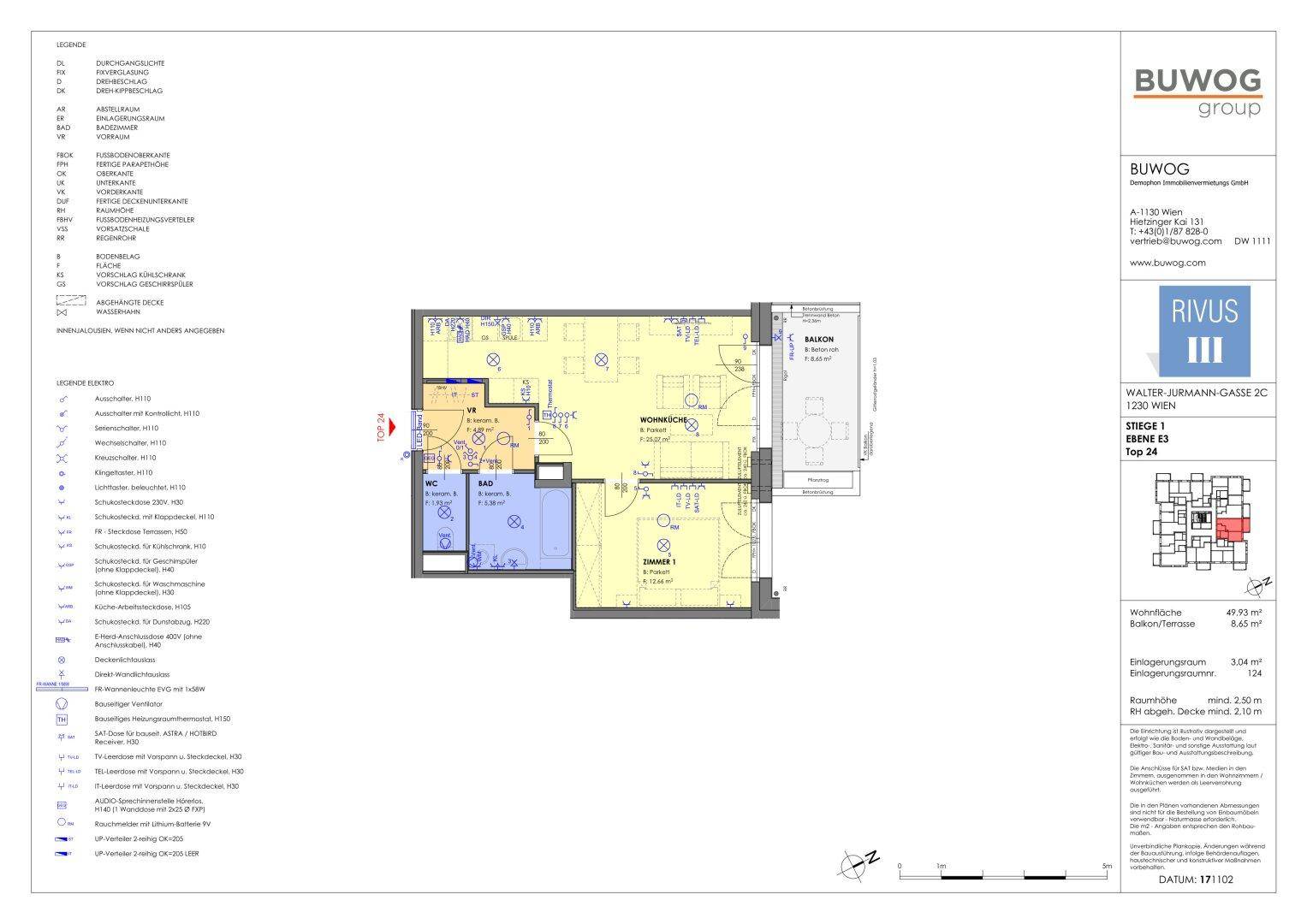 Detaillierter Grundriss einer Wohnung mit Raumaufteilung und Balkon.