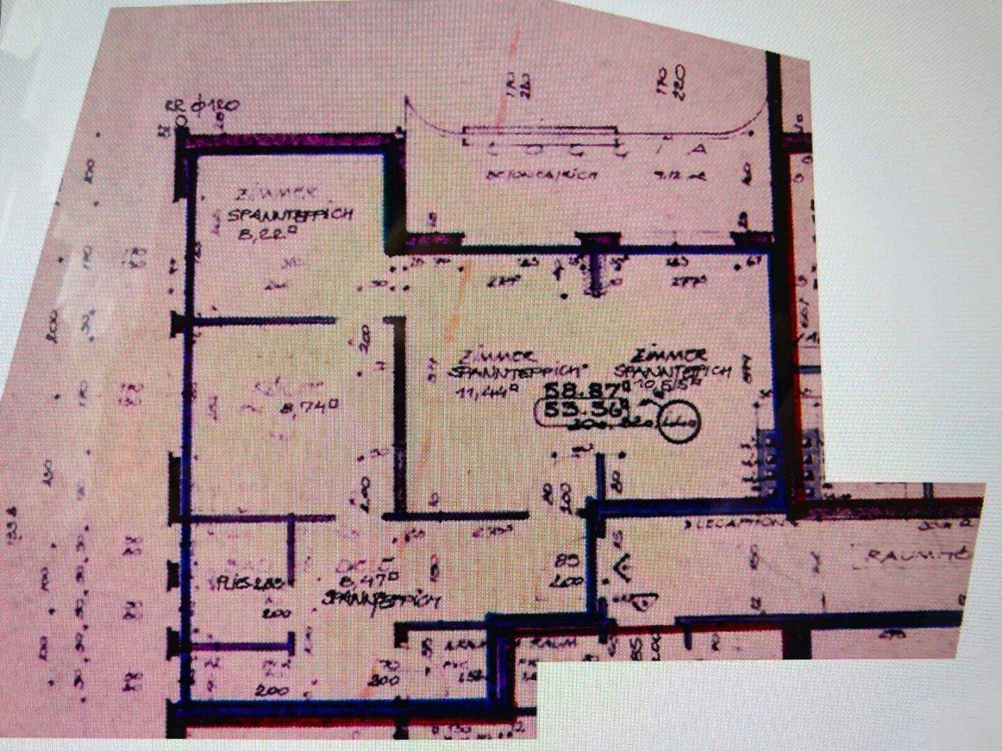 Detaillierter Grundriss mit Raumaufteilung und Flächenangaben, zeigt die Struktur der Wohnung.