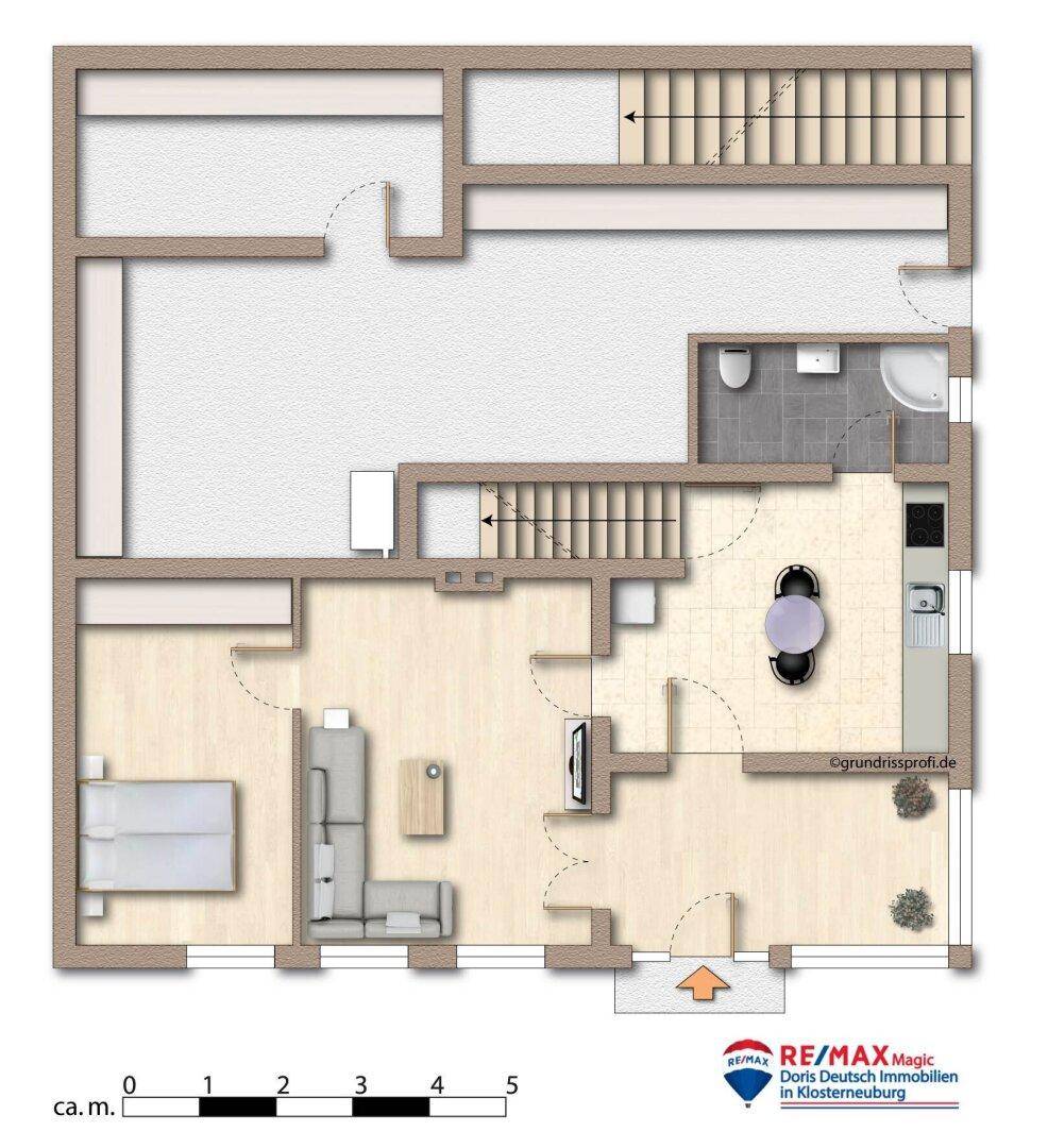Grundriss Kellergeschoss möbliert