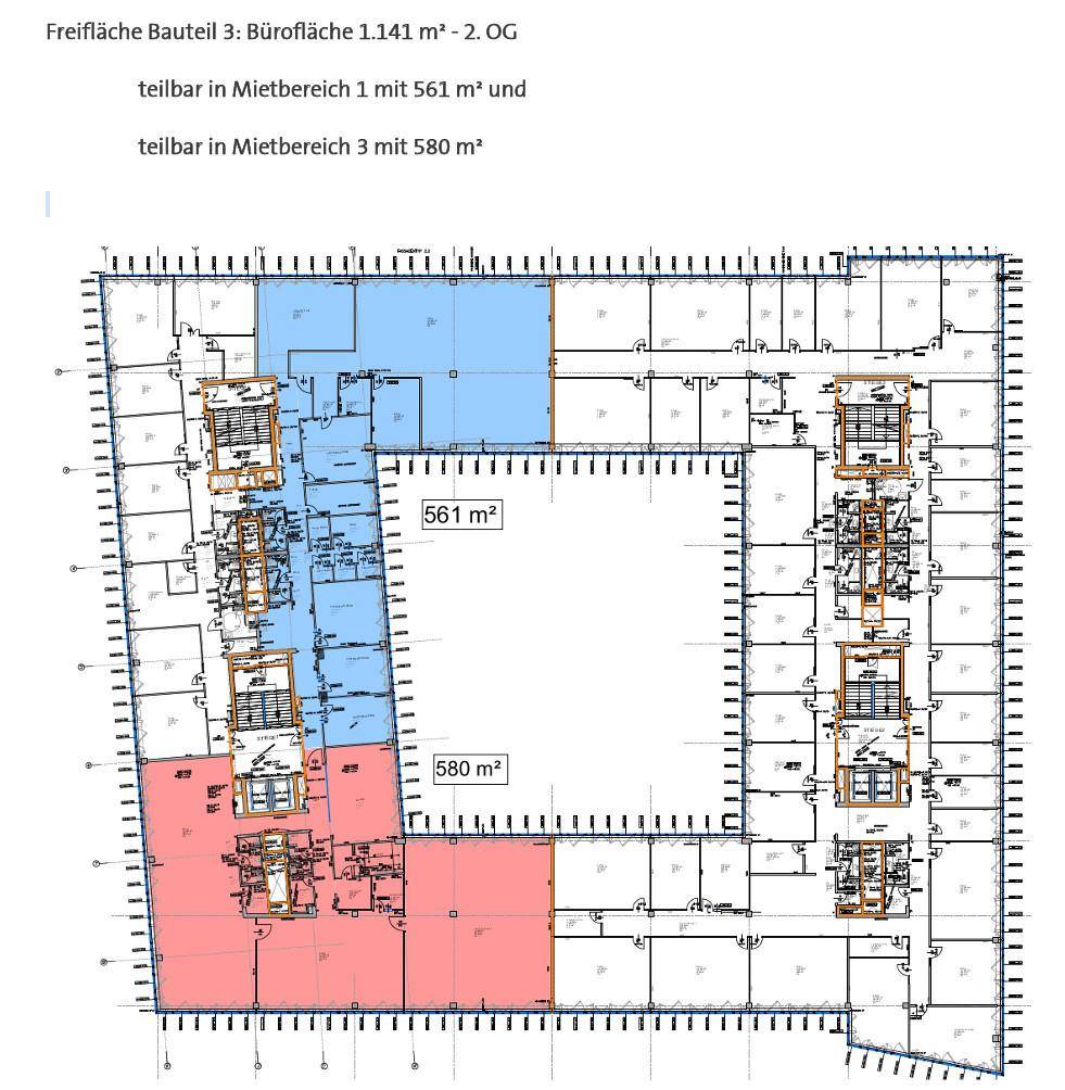 Grundriss 2.OG gesamt 1.141 m2