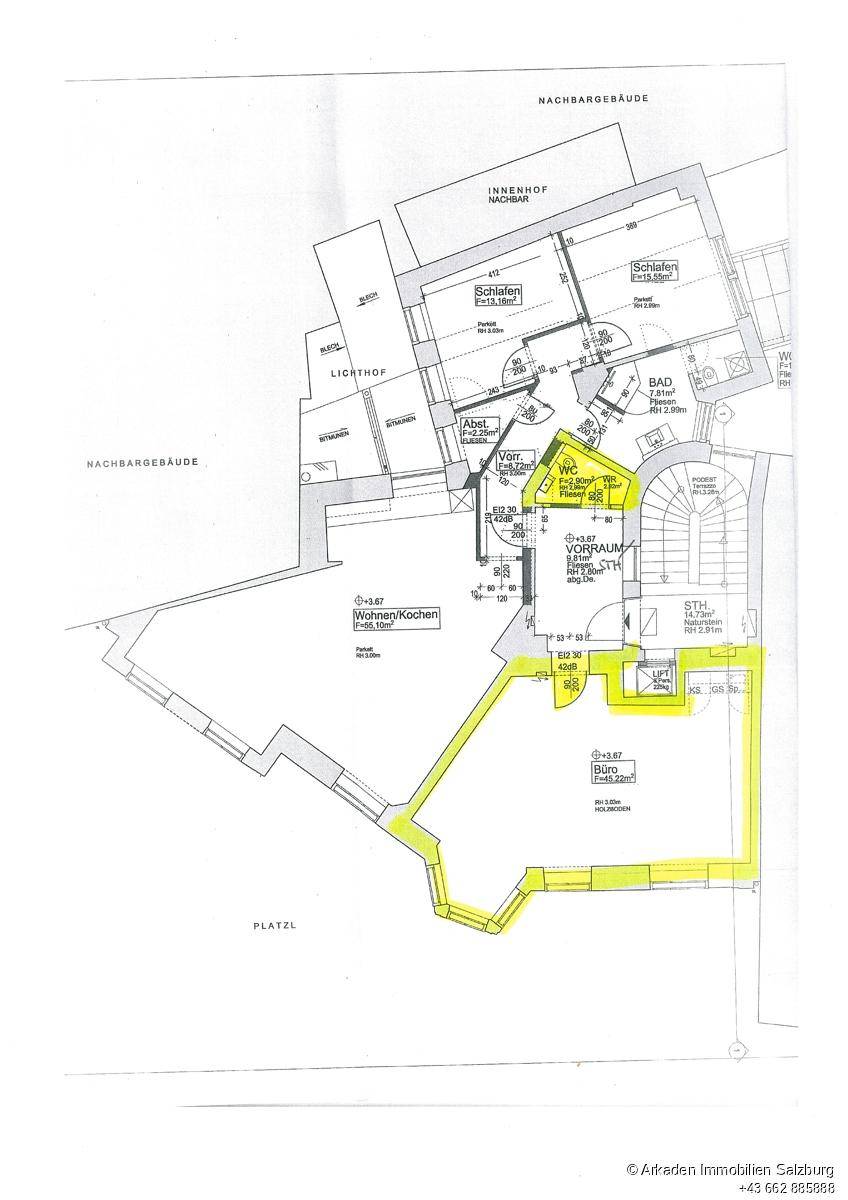 Grundrissplan Büro 48 m²