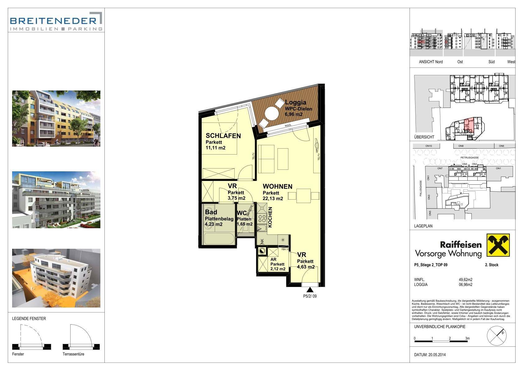 Detaillierter Grundriss der Wohnung mit Loggia und Raumaufteilung.