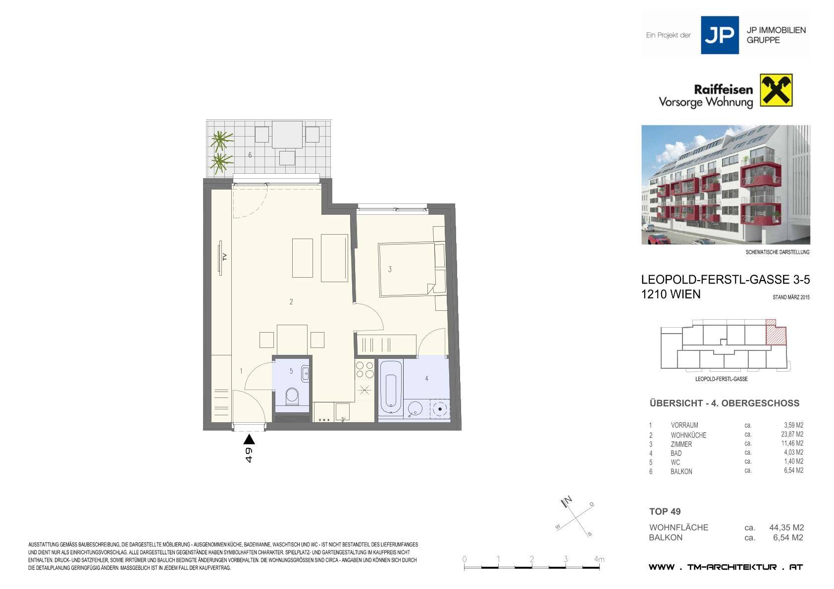 Detaillierter Grundriss einer Wohnung mit Balkon und klarer Raumaufteilung für effizientes Wohnen.