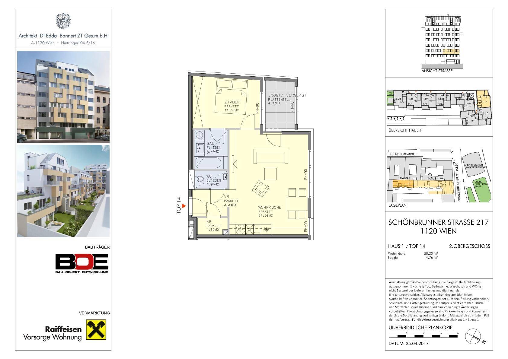 Detaillierter Grundriss einer Wohnung mit Loggia und offener Wohnküche.
