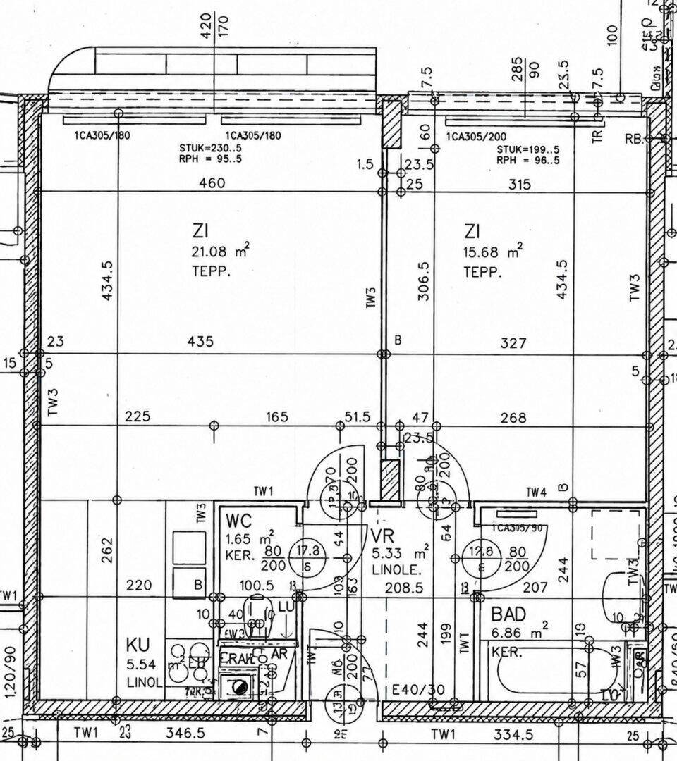 Detaillierter Grundriss der Wohnung mit Raumaufteilung und Flächenangaben.