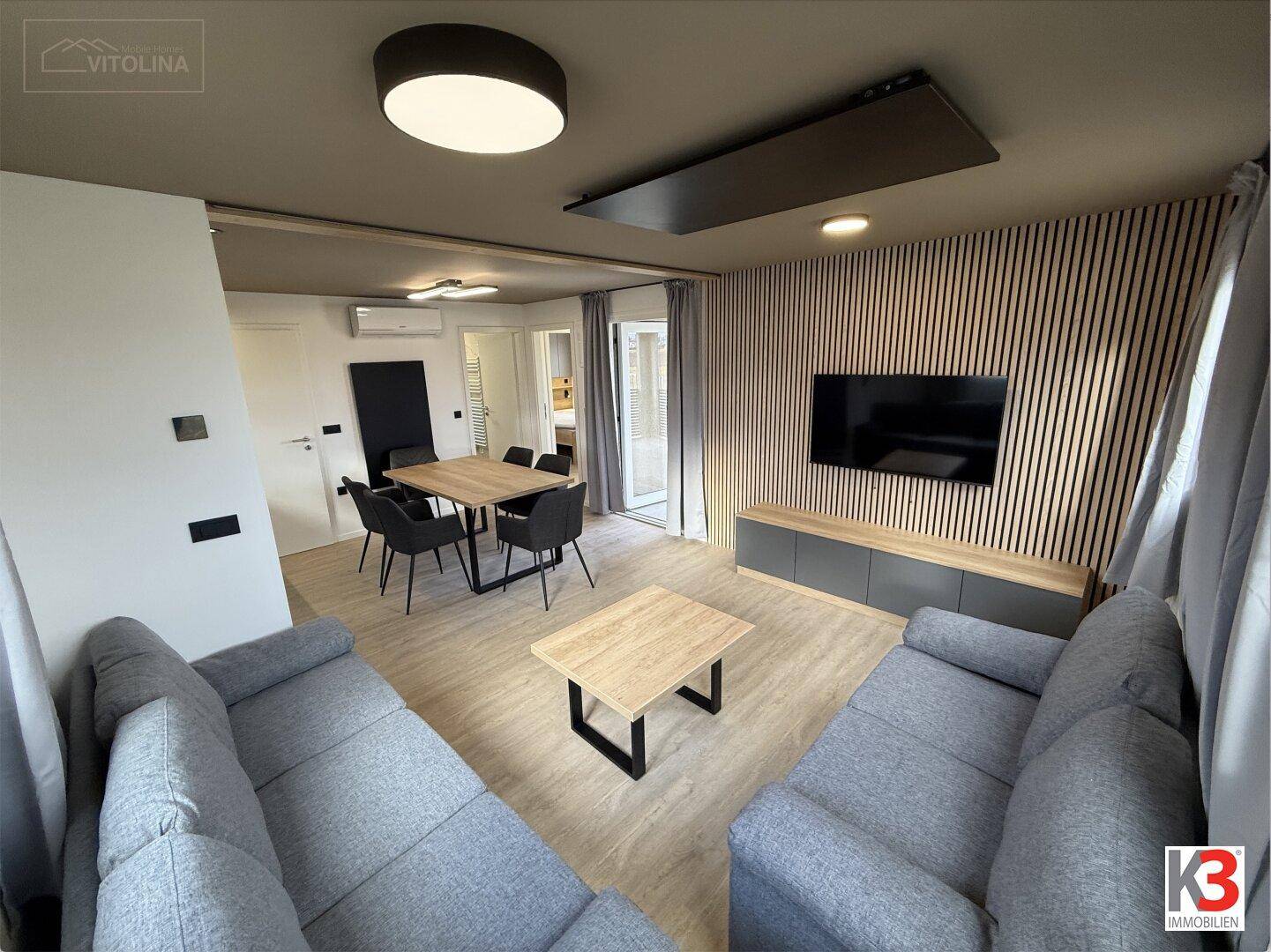 K3 - EXKLUSIVES MODUL-HAUS in der Ferienregion Klopeiner See. Wohnfläche 51 m², 2 Schlafzimmer, Terasse. – pohled 3