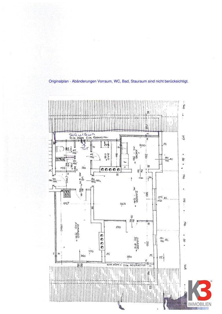 Detaillierter Grundrissplan der Immobilie mit Raumaufteilung und Maßen.
